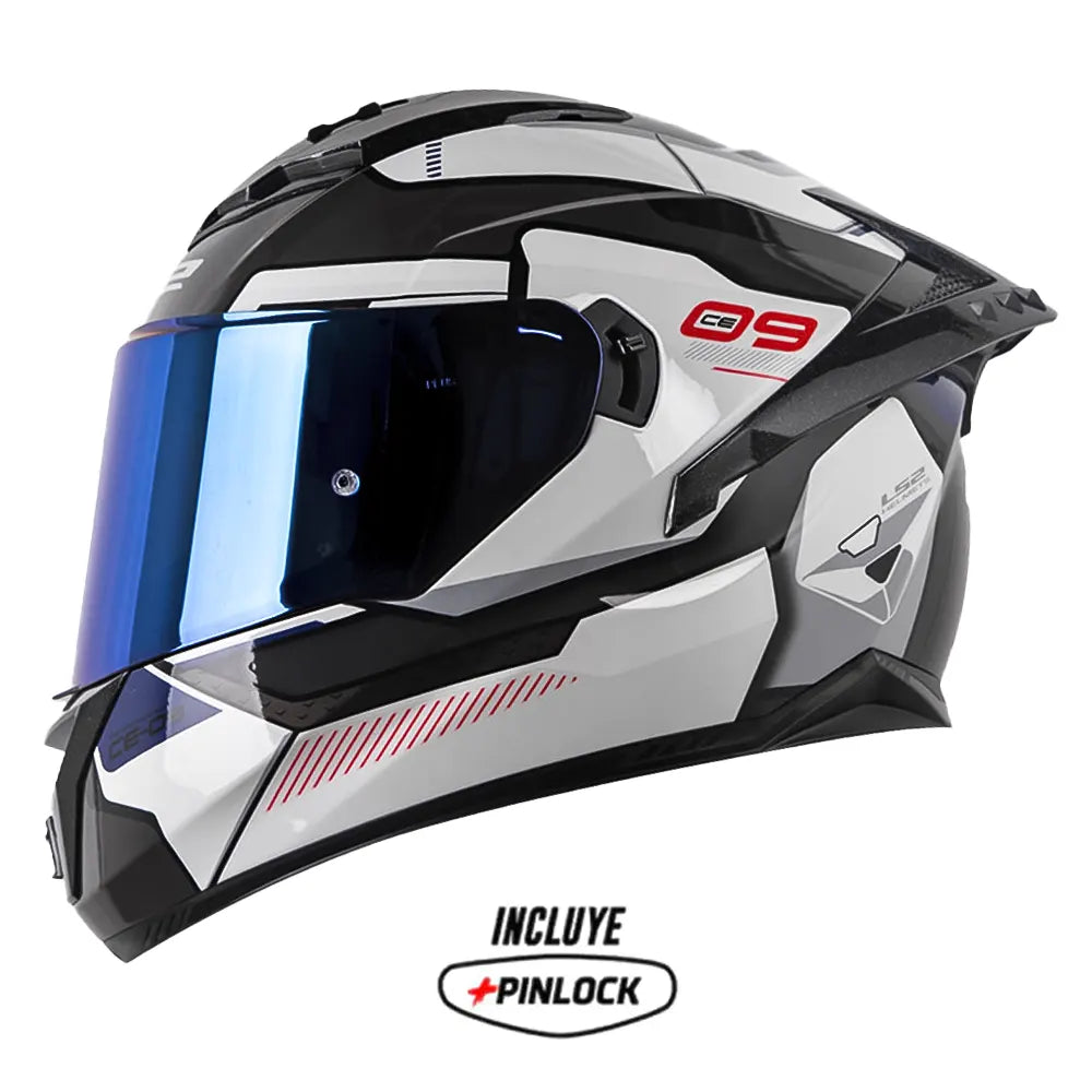 Casco Ls2 Ff806 Ce-09 Negro Gris Visor Iridium Azul