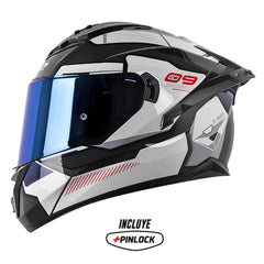 Casco Ls2 Ff806 Ce-09 Negro Gris Visor Iridium Azul
