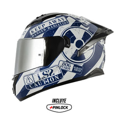 Casco Ls2 Ff806 Fusion Caution Gris Azul Visor Iridium Silver