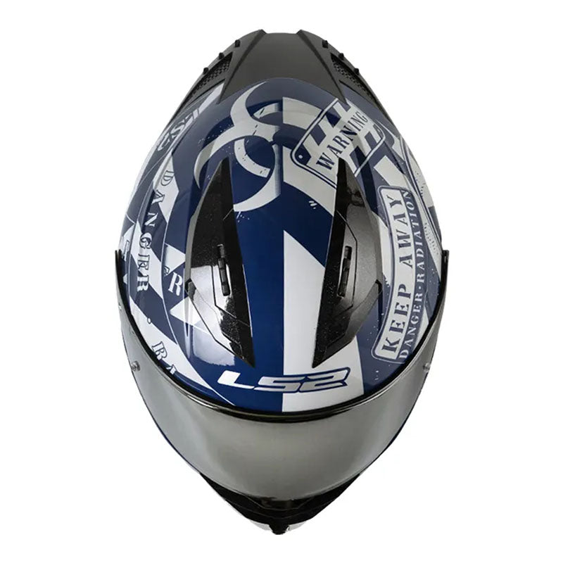 Casco Ls2 Ff806 Fusion Caution Gris Azul Visor Iridium Silver