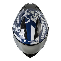 Casco Ls2 Ff806 Fusion Caution Gris Azul Visor Iridium Silver