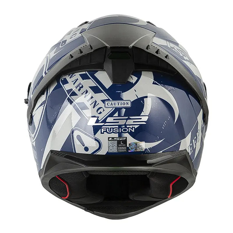 Casco Ls2 Ff806 Fusion Caution Gris Azul Visor Iridium Silver