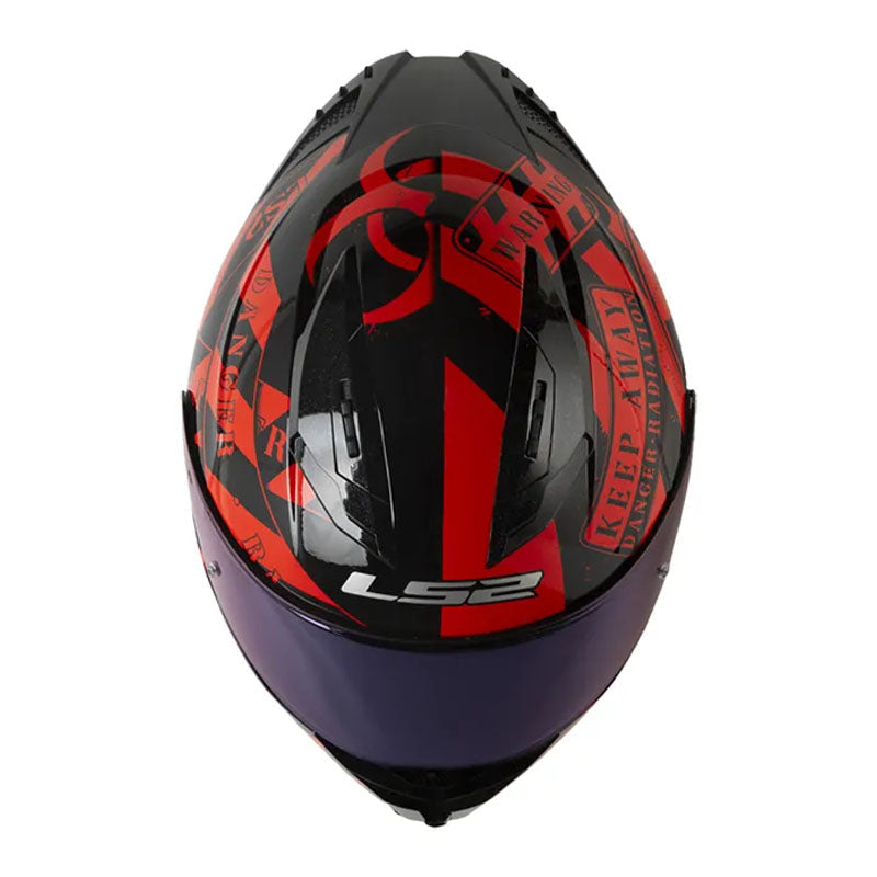 Casco Ls2 Ff806 Fusion Caution Rojo Negro Visor Iridium Azul