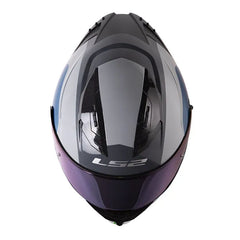 Casco Ls2 Ff806 Fusion Phinx Gris Naranja Neón Visor Iridium Azul