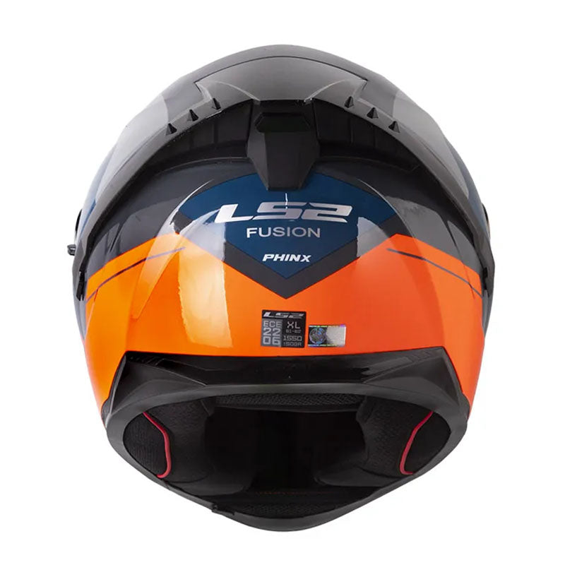 Casco Ls2 Ff806 Fusion Phinx Gris Naranja Neón Visor Iridium Azul