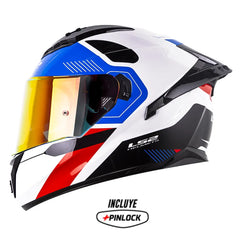 Casco Ls2 Ff806 Razor Blanco Rojo Visor Revo Rojo