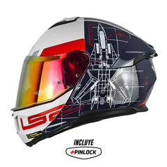 Casco Ls2 Ff808 Air_Force Gris Azul Oscuro Visor Revo Rojo