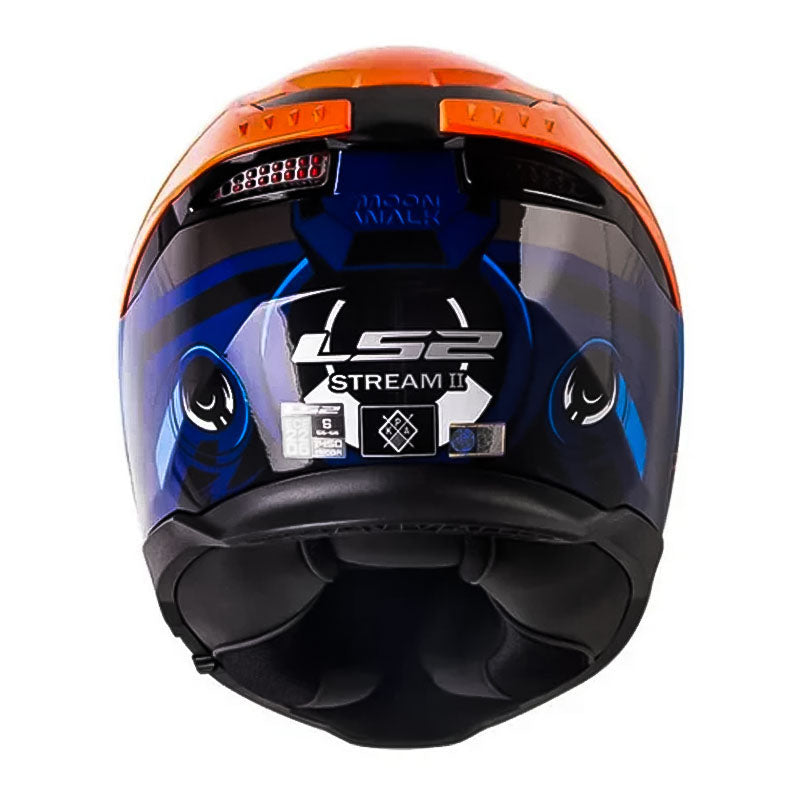Casco Ls2 Ff808 Moonwalk Naranja Negro Visor Iridium Azul