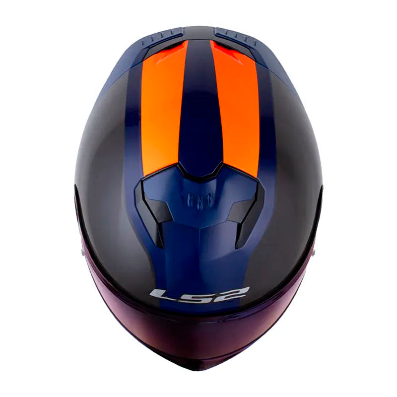 Casco Ls2 Ff808 Stream II Arlequin Azul Naranja Neon Visor Iridium Azul