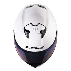 Casco Ls2 Ff808 Stream II Solid Blanco Perlado Visor Iridium Azul