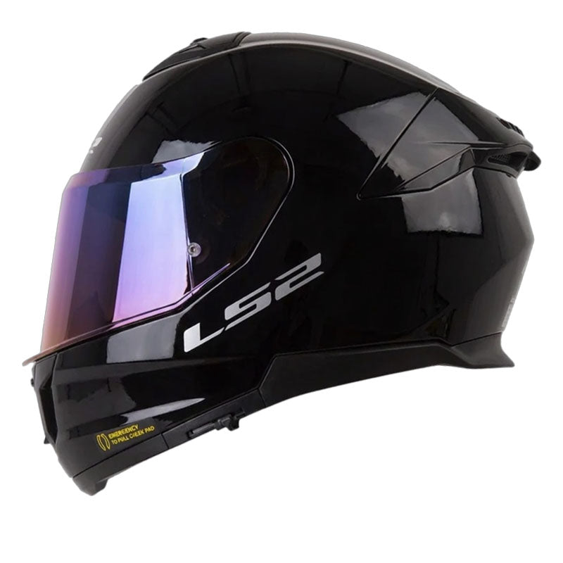 Casco Ls2 Ff808 Stream II Solid Negro Visor Iridium Azul