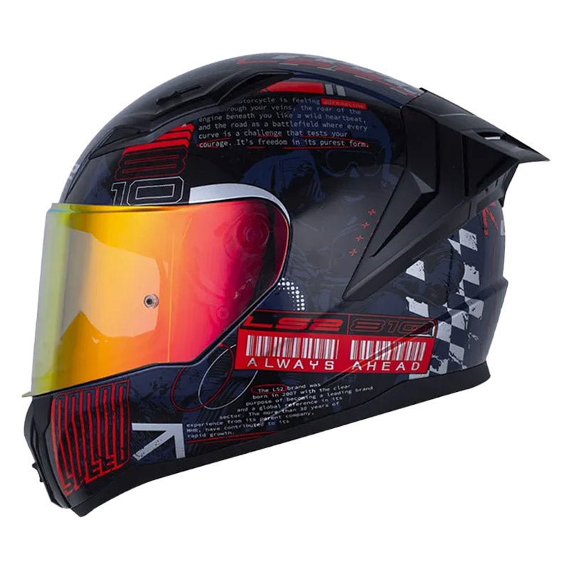 Casco Ls2 Ff810 History Azul Oscuro Rojo Visor Revo Rojo