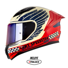 Casco Ls2 Ff810 Vigo Ready Set Beige Rojo Visor Iridium Azul