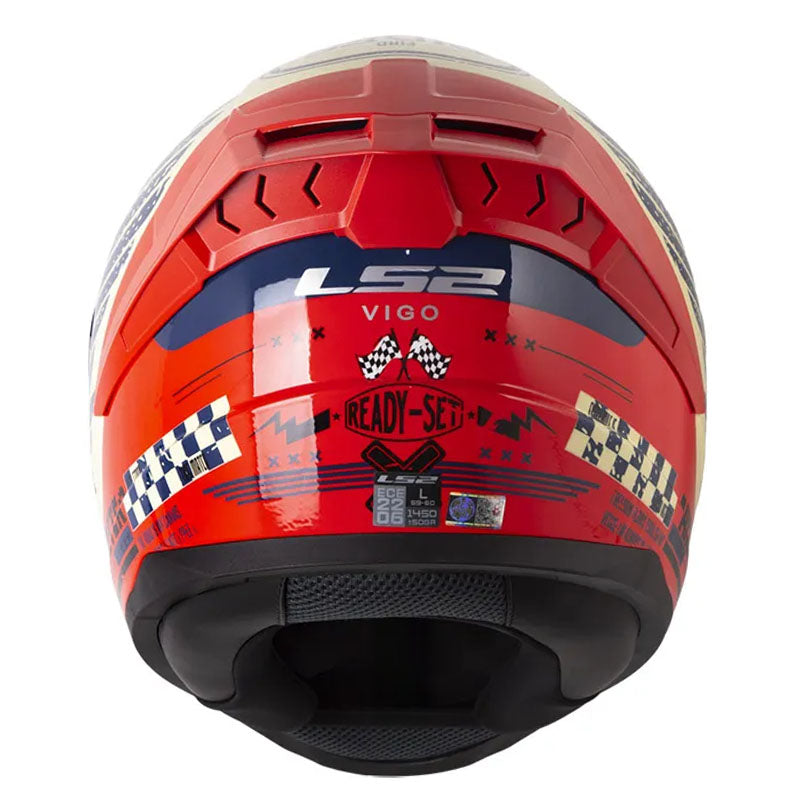 Casco Ls2 Ff810 Vigo Ready Set Beige Rojo Visor Iridium Azul