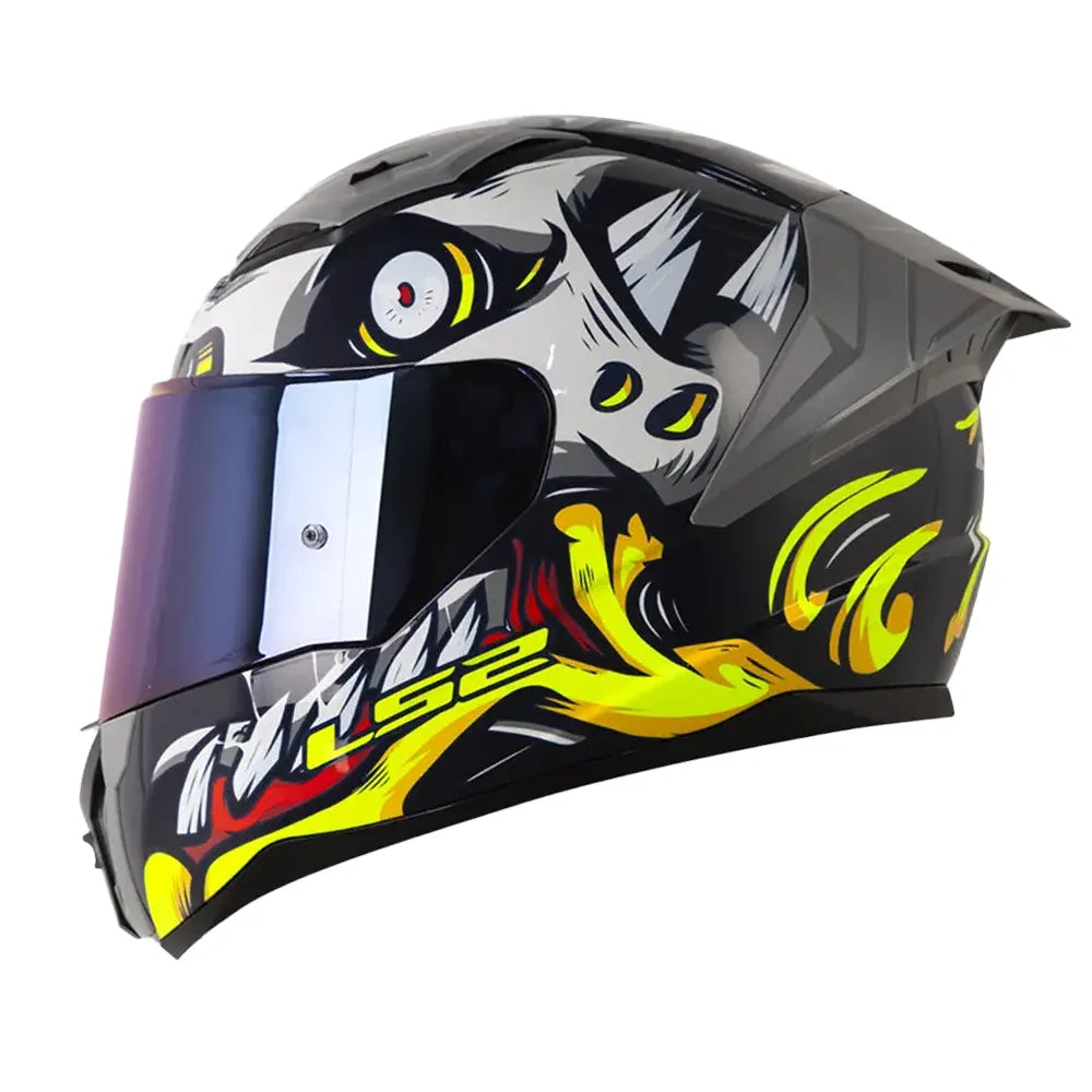 Casco Ls2 Ff810 X-Kull Azul Oscuro Amarillo Visor Iridium Azul