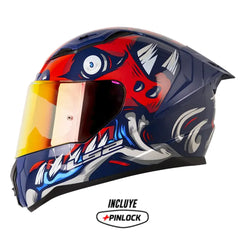 Casco Ls2 Ff810 X-Kull Azul Oscuro Gris Visor Revo Rojo