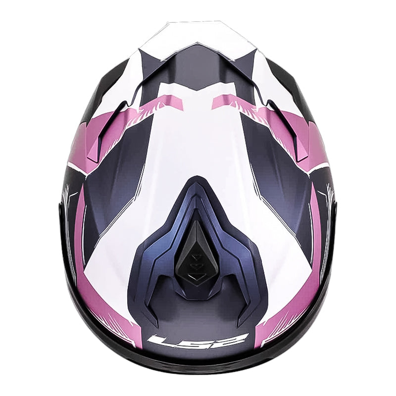 Casco Ls2 Ff817 Flaman Rosado Blanco Visor Iridium Azul