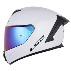 Casco Ls2 Ff820 Solid Blanco Perlado Visor Iridium Rainbow