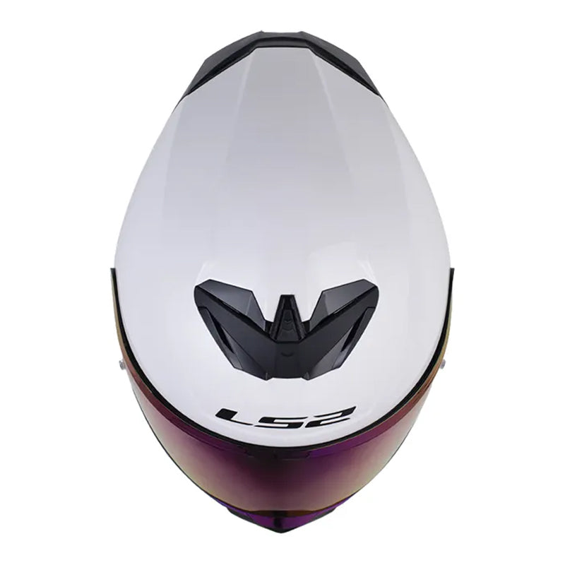 Casco Ls2 Ff820 Solid Blanco Perlado Visor Iridium Rainbow