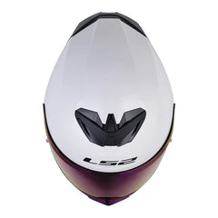Casco Ls2 Ff820 Solid Blanco Perlado Visor Iridium Rainbow