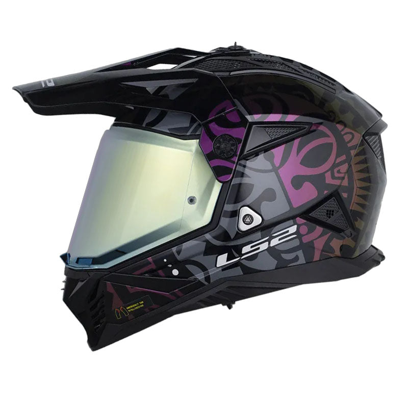 Casco Ls2 MX-702 Rangi Negro Camaleon Visor Iridium Dorado