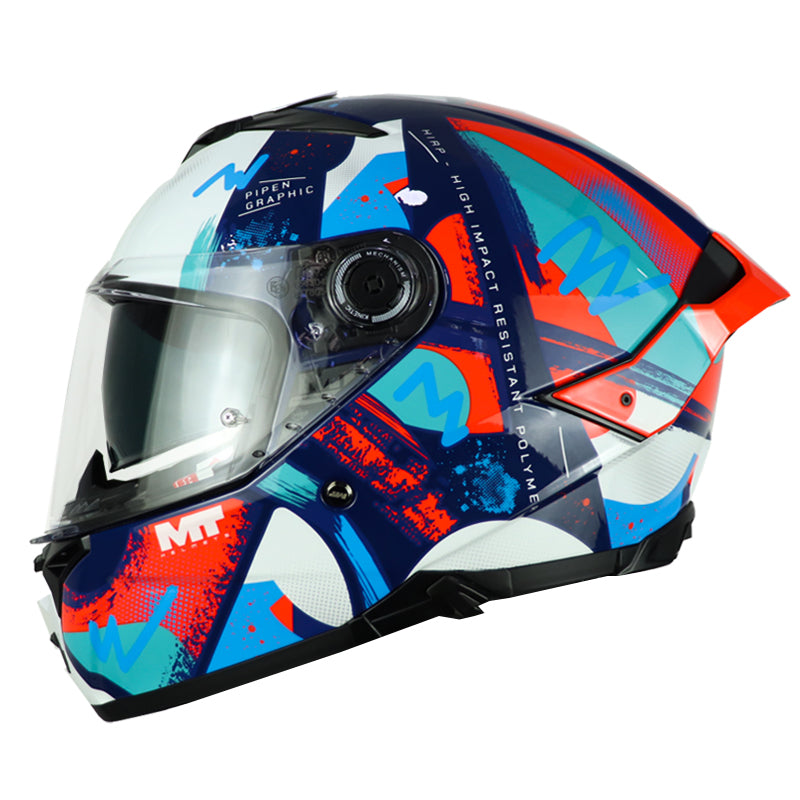 Casco Mt Thunder 4 R Sv Pipen C7 Blanco Rojo Azul