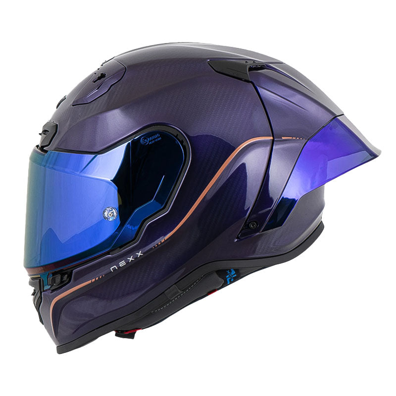 Casco Nexx X.R3r Carbono Hagibis Morado Visor Iridium Azul