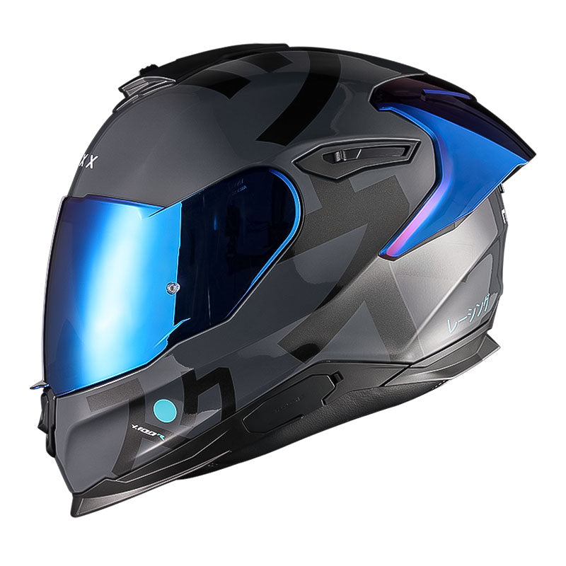 Casco Nexx Y.100r Nippon Gris Negro Visor Iridium Azul