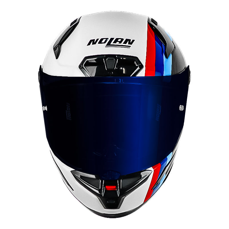 Casco Nolan X-804 Rs Ultra Carbon Gemini (365) Negro Azul Visor Iridium Azul