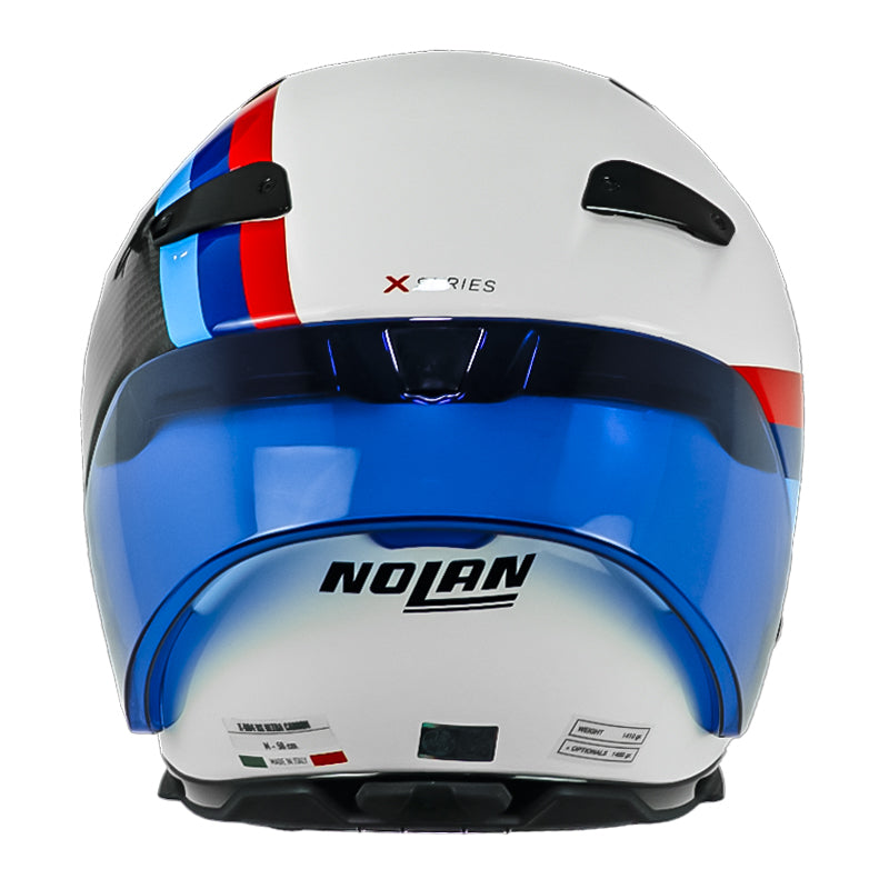 Casco Nolan X-804 Rs Ultra Carbon Gemini (365) Negro Azul Visor Iridium Azul