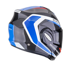Casco Scorpion Exo-Tech Evo Carbon Cossy Negro Azul Rojo