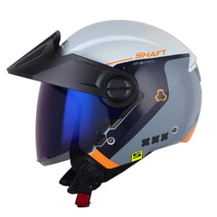 Casco Shaft 212 Reverb Gris Naranja Neon Visor Iridium Azul