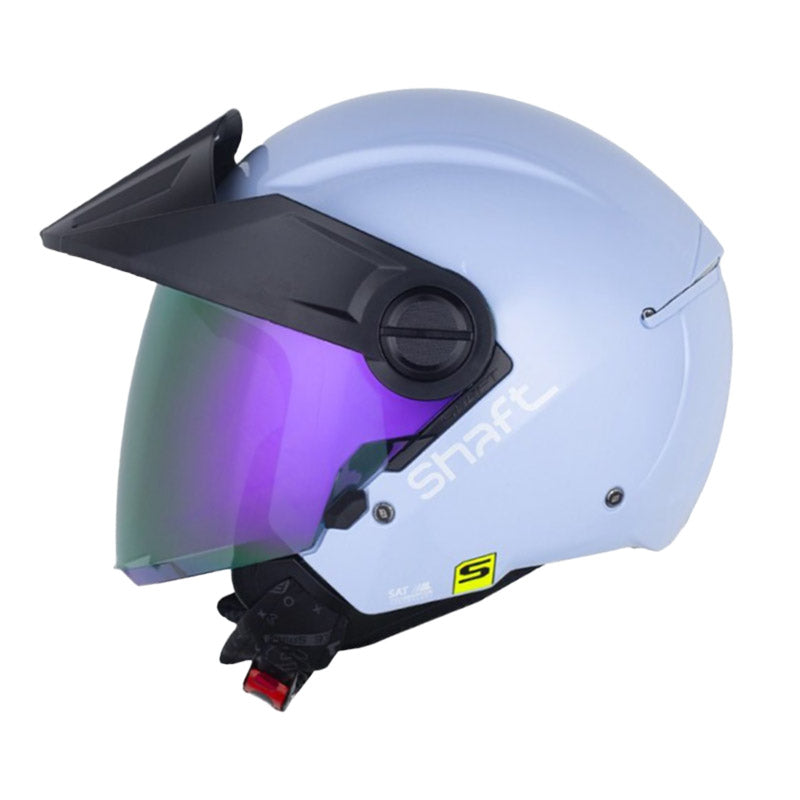 Casco Shaft 212 Solid Azul Claro Blanco Visor Revo Morado