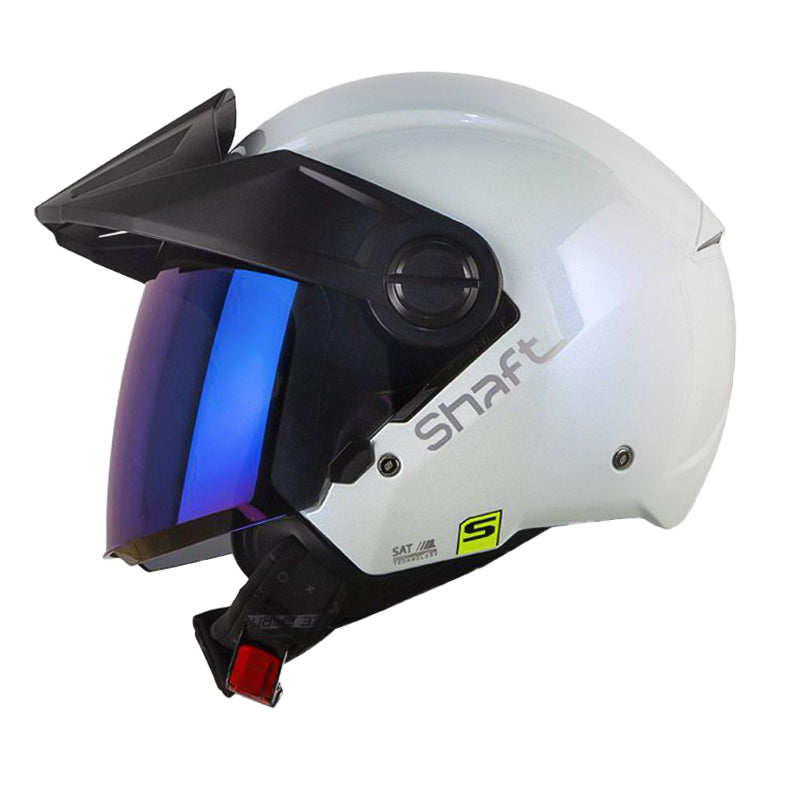 Casco Shaft 212 Solid Camaleon Blanco Visor Iridium Azul