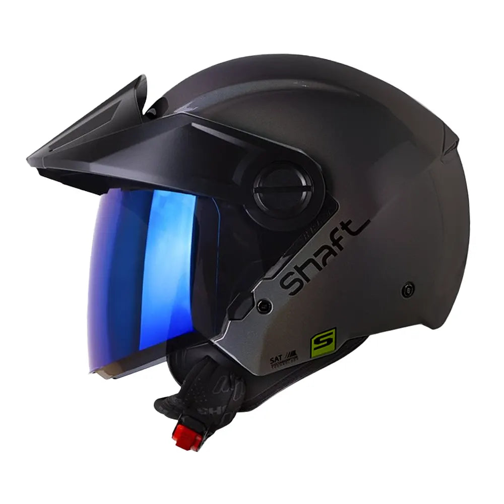 Casco Shaft 212 Solid Camaleón Silver Visor Iridium Azul