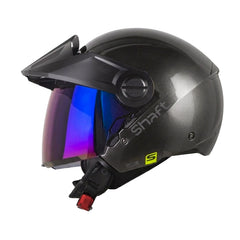 Casco Shaft 212 Solid Gris Metal Oscuro Visor Iridium Azul