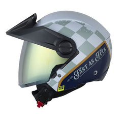 Casco Shaft 212 Tremble Azul Claro Azul Oscuro Visor Iridium Dorado