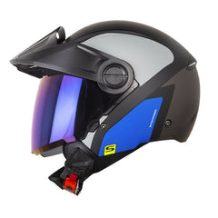Casco Shaft 212 Trick Negro Azul Visor Iridium Azul