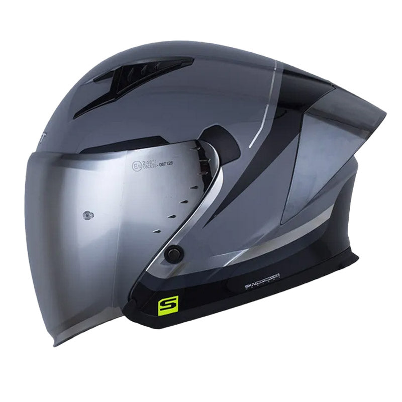 Casco Shaft 226 Gt Crest Gris Oscuro Holografico Silver Visor Iridium Silver