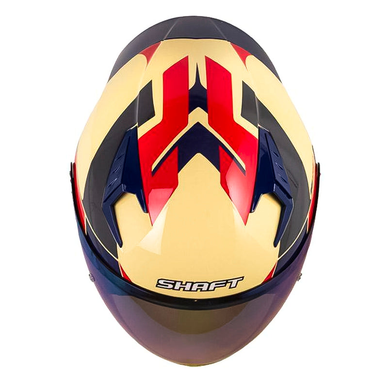Casco Shaft 226 Gt Parker Beige Rojo Visor Iridium Azul