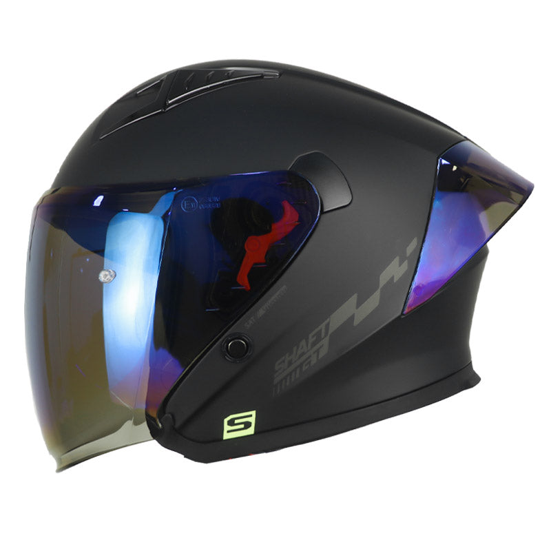 Casco Shaft 226 Gt Solid Negro Gris Oscuro Visor Iridium Azul