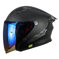 Casco Shaft 226 Gt Solid Negro Gris Oscuro Visor Iridium Azul
