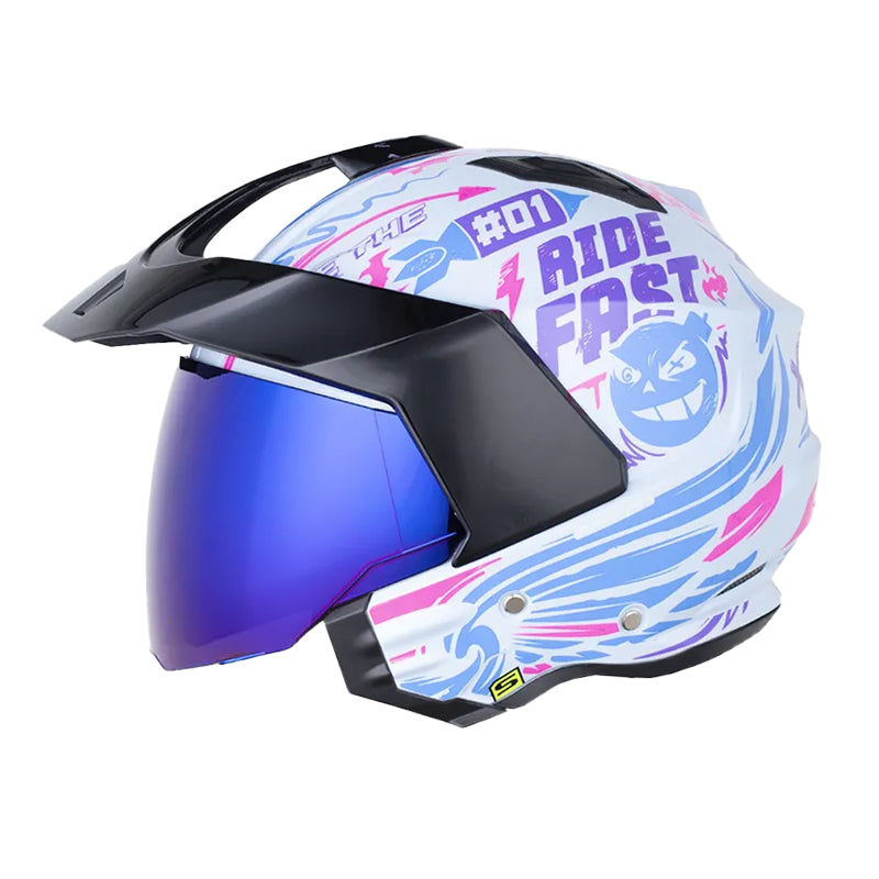 Casco Shaft 227 Trial Rush Azul Claro Visor Iridium Azul