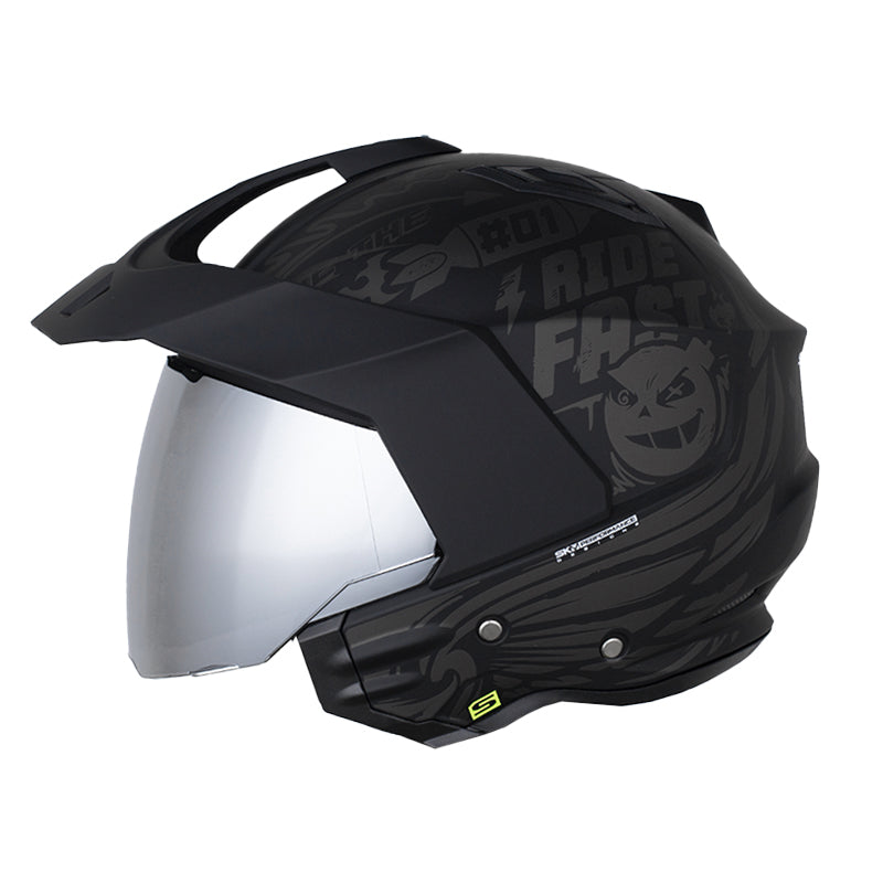 Casco Shaft 227 Trial Rush Gris Negro Oscuro Visor Iridium Silver