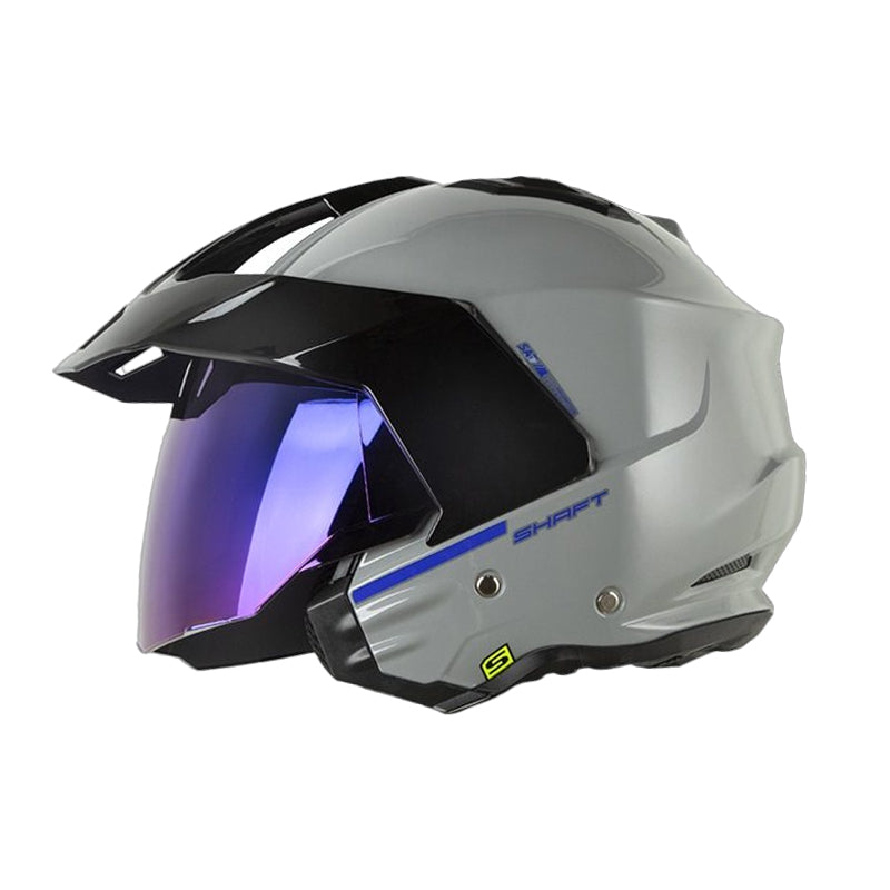 Casco Shaft 227 Trial Solid Gris Azul Visor Iridium Azul