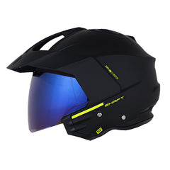 Casco Shaft 227 Trial Solid Negro Amarillo Visor Iridium Azul