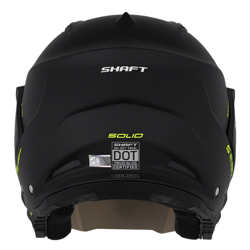 Casco Shaft 227 Trial Solid Negro Amarillo Visor Iridium Azul