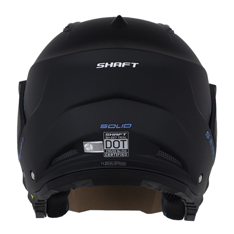 Casco Shaft 227 Trial Solid Negro Azul Visor Iridium Azul