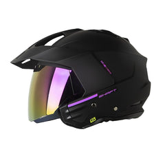 Casco Shaft 227 Trial Solid Negro Morado Visor Revo Morado
