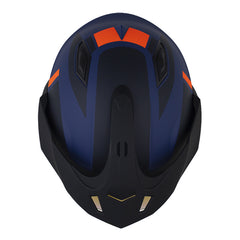 Casco Shaft 227 Trial Straiker Azul Oscuro Naranja Visor Revo Rojo